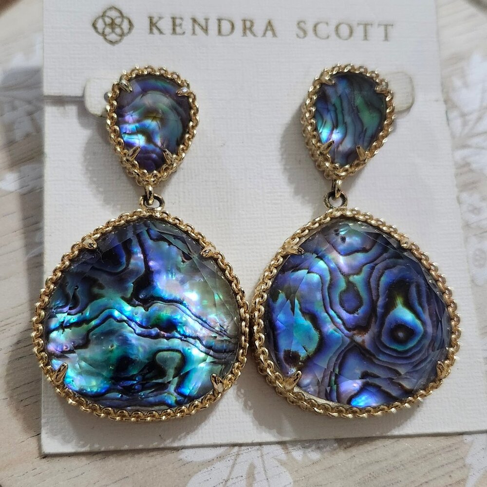 Kendra Scott Abalone Shell Penny Gold Drop Earrings
